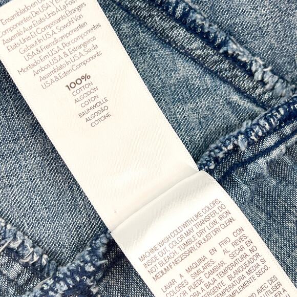 MOTHER The Ruffle Denim Mini Skirt Threading The Needle Blue Wash Size 27 - Picture 5 of 7